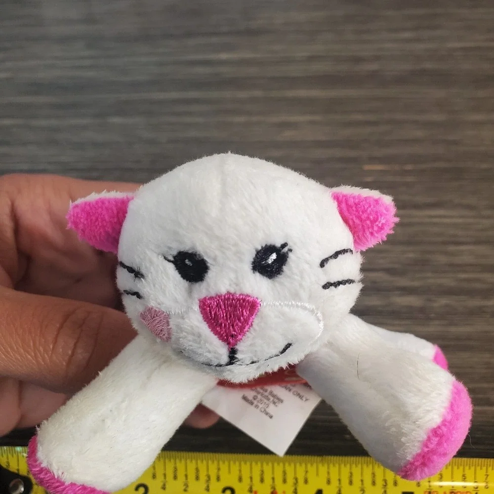 Genius Babies Ultra Mini Plush Squeaker Cat Tiny Plush Soft Kitty Pink Polka Dot